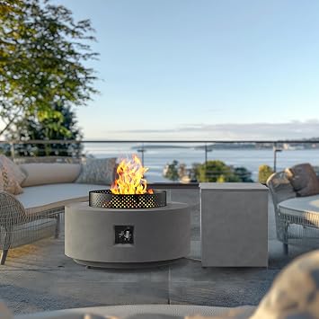 32 Inch Fire Pit Table, 3-Piece Outdoor Propane Fire Pit Table