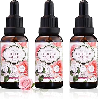 3 in 1 Cuticle Oil, 3 Pack Rose Nails Care Oil to Strengthen Brittle Nails, Hydrate Dry Cuticles & Soften Hands, Fast-Absorbing