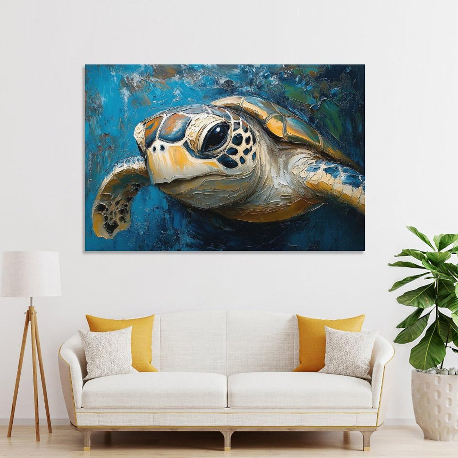 Junmoney Unframe-Style-22 Sea Turtle Painting Wall Picture Print, 12X18inch(30X45cm), For New Homes, Bedrooms Or Workspaces, Thoughtful Wall Decor For Art Lovers