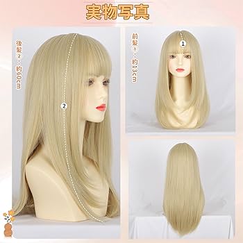 高品質✨自然なフルウィッグ　さらにお値下げしました❣️ネット、スタンド付き Amazon.co.jp: FORCUTEUウィッグ ロング 金髪 ストレート かつら