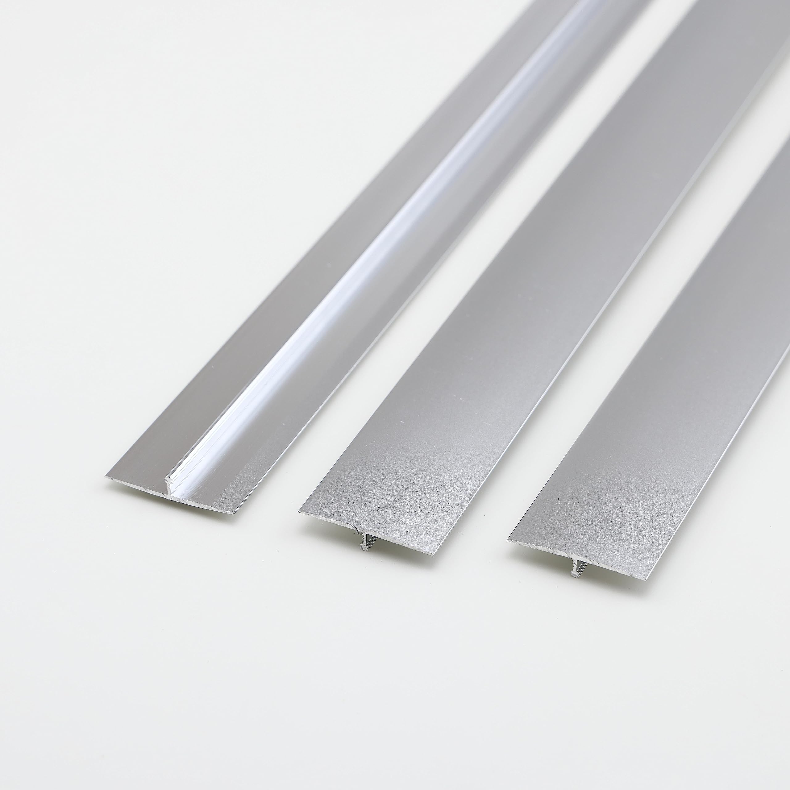 Gaahing Aluminum T Molding Floor Transition Strip, T Moulding for Laminate Flooring Planks, Vinyl Floor Transition, Rubber Transition (3Pcs x 2.9ft x 1.6in, Matte Silver)
