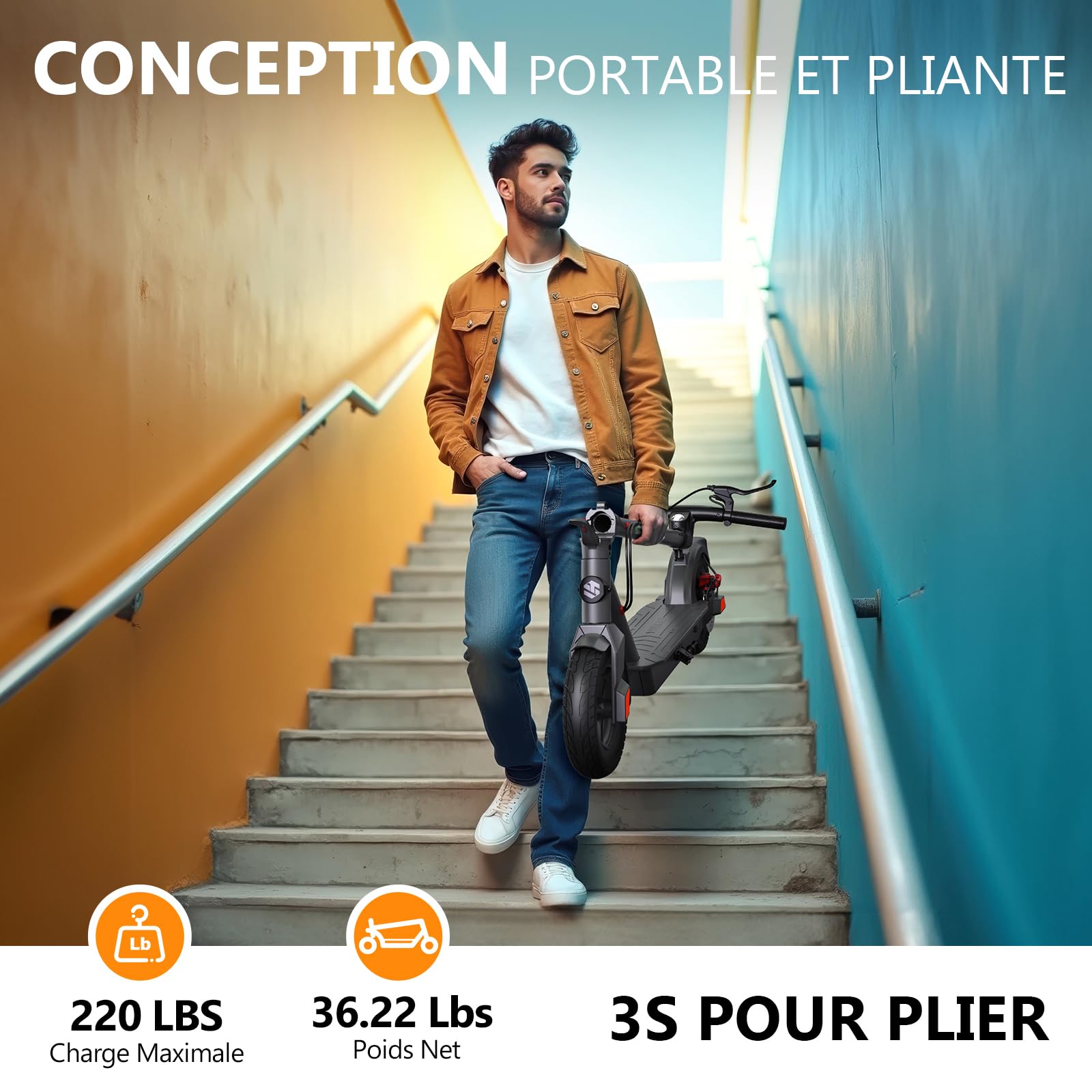 SISIGAD Trottinette Électrique Adulte 10 Pouces Electric Scooter avec App, Portée Maxi 42km Batterie 36V 10.4AH Trottinette Électrique Pliable avec Vitesse Maxi 25km/h Moteur 350W, avec Double Frein
