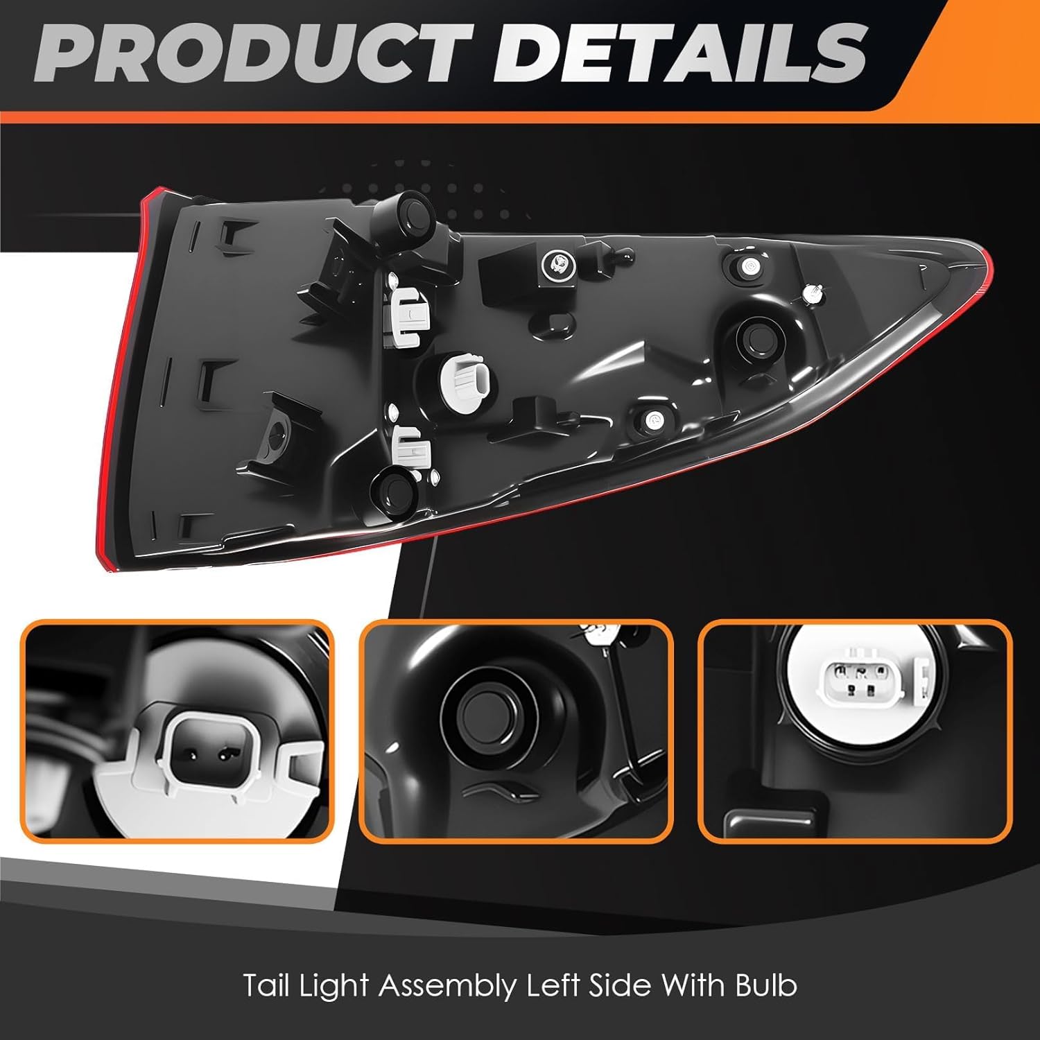 Left Outer Tail Light Assembly With Bulb Compatible with 2018-2023 Odyssey Driver Side Rear Brake Lamp 33550THRA01 (Left)