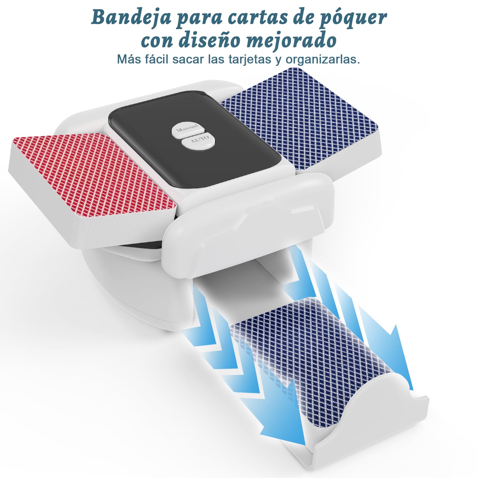 Holiky Barajador de cartas automático de 2 mazos, Baraja cartas recargables con un solo toque en modo automático y manual, Barajadores eléctricos de cartas de póquer para UNO, Poker, Bicycle Cards