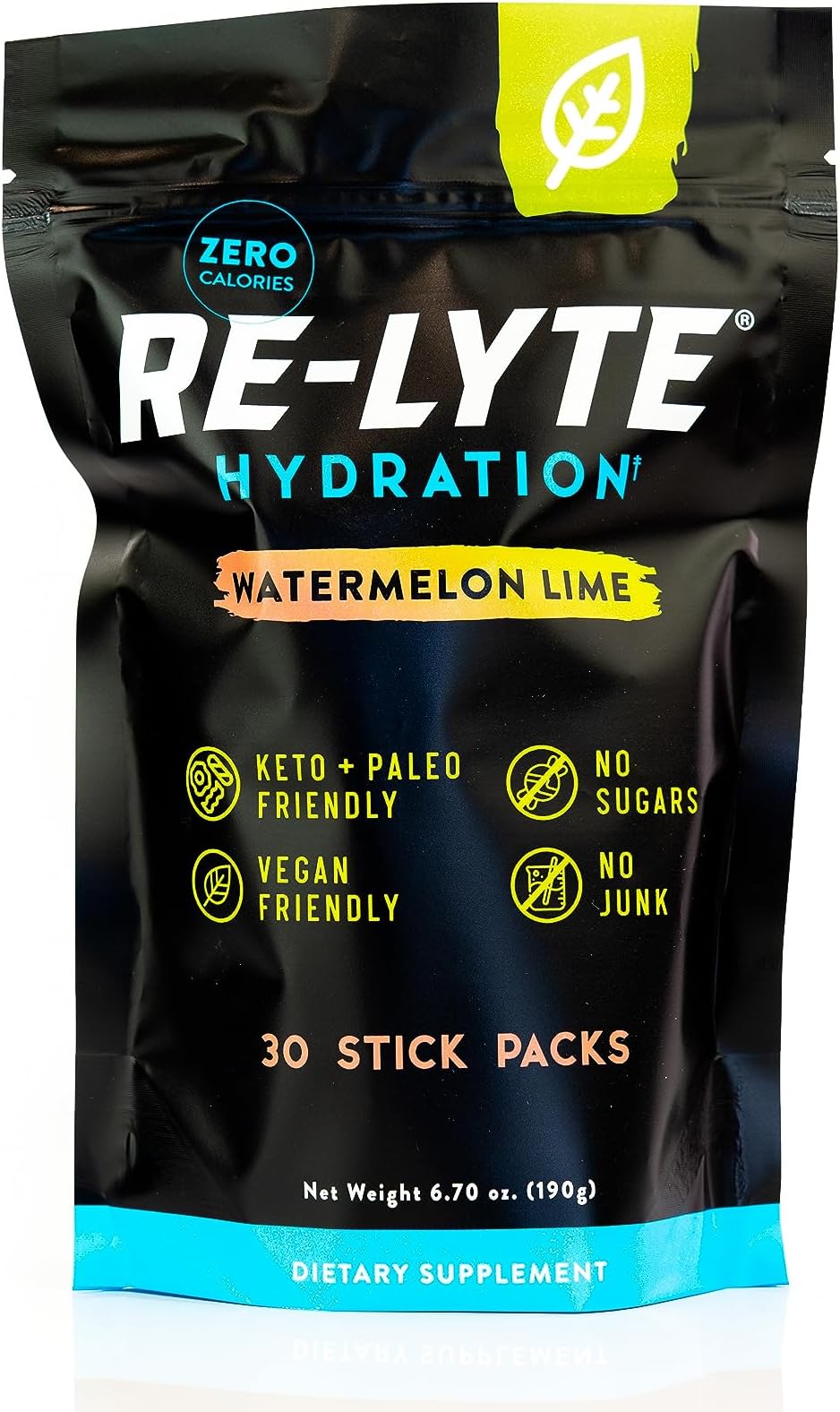 Re-Lyte Hydration Electrolyte Powder Mix, Watermelon Lime (30 Stick Packs)