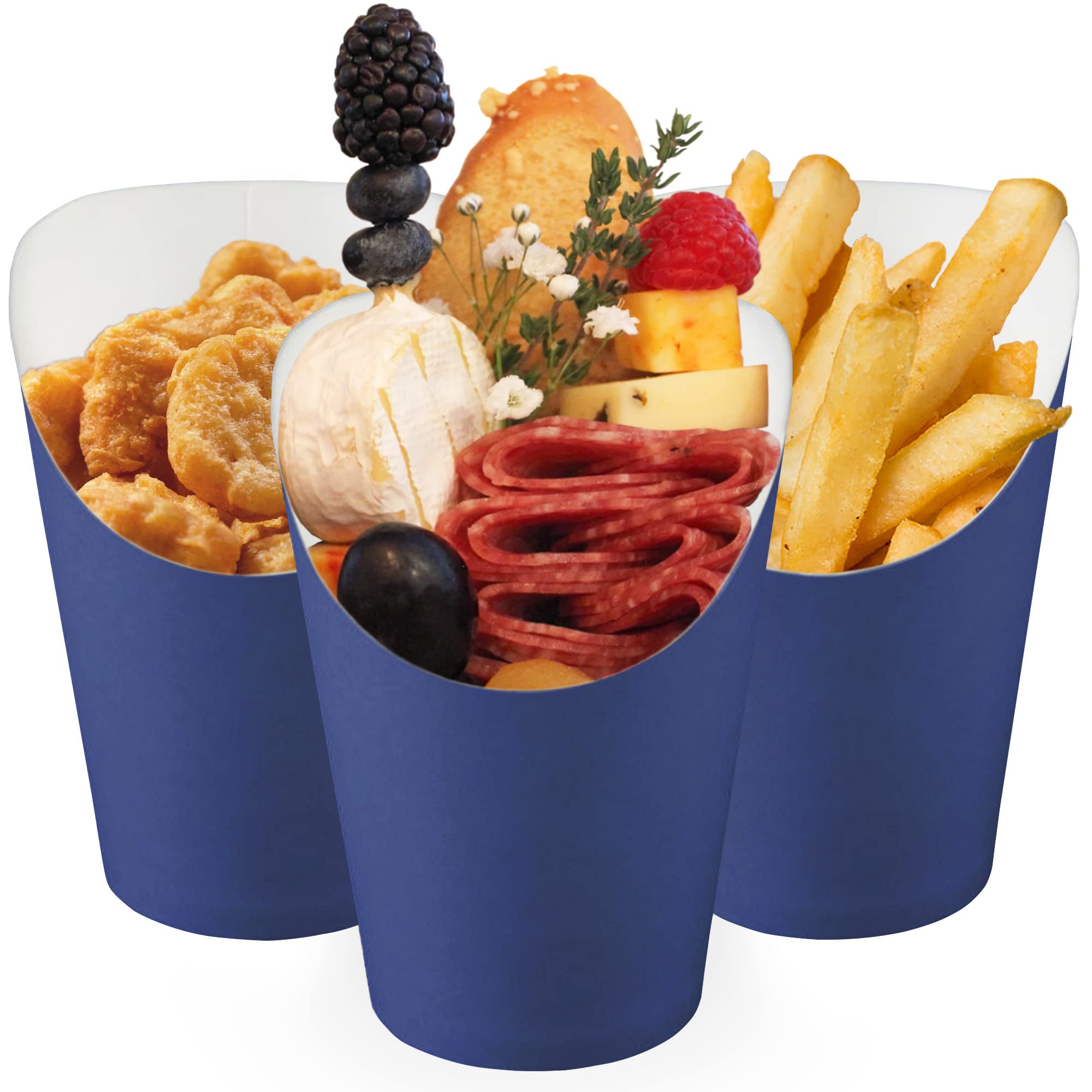 CUSINIUM 14 oz 50-Pack Navy Blue French Fry Cups - Charcuterie Cups Disposable