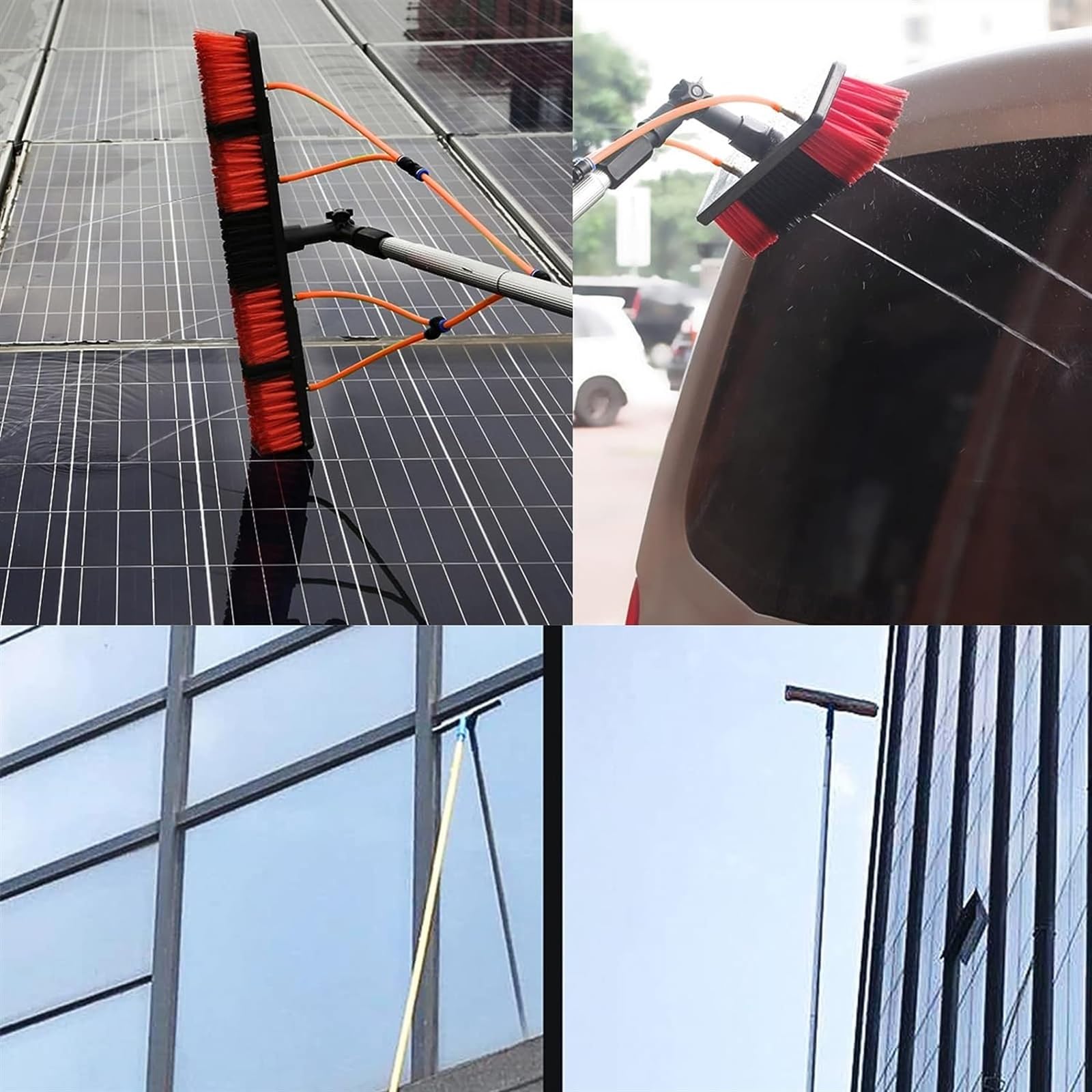 Teles - Kit de cepillo de limpieza de ventanas de 1200 cm, poste de alimentación de agua para una fácil limpieza exterior, ideal para propietarios de viviendas y profesionales, brillo sin rayas y
