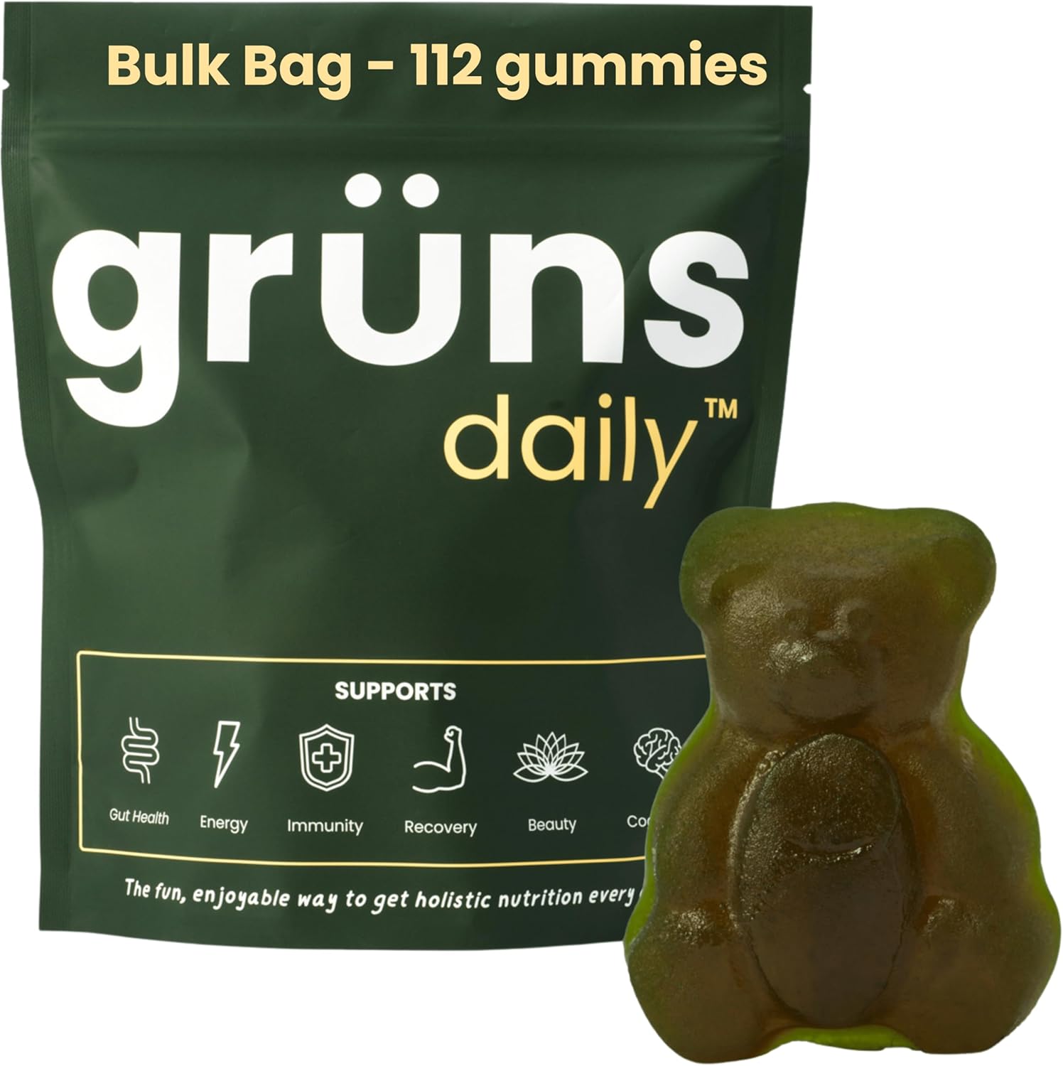 Super Greens Gummy Bears espirulina orgánica y clorella, prebióticos