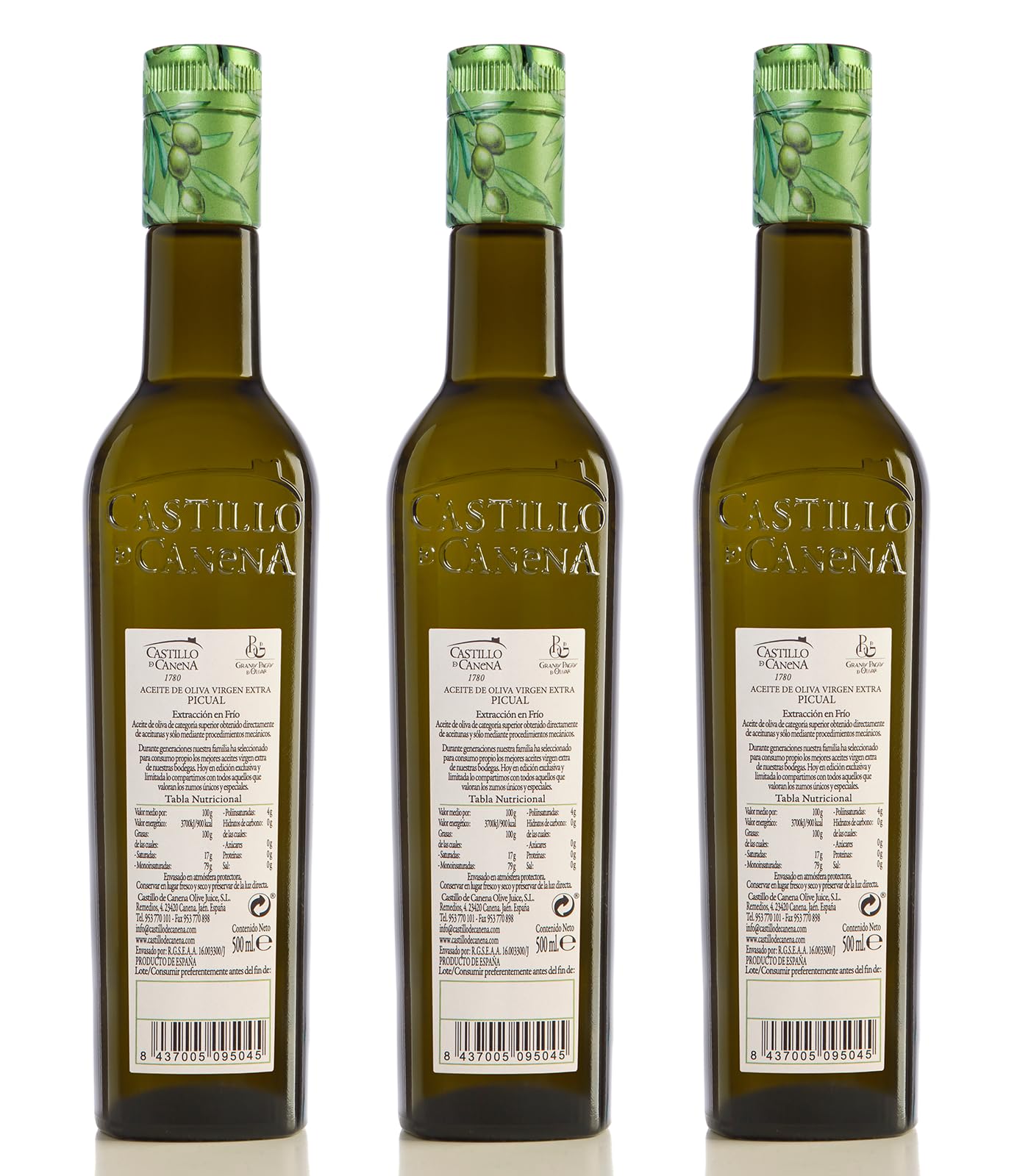 Castillo de Canena | 3 Flaschen 500 ml Picual Sorten | Spanisch Natives Olivenöl extra, frisch direkt aus der produzierenden Mühle
