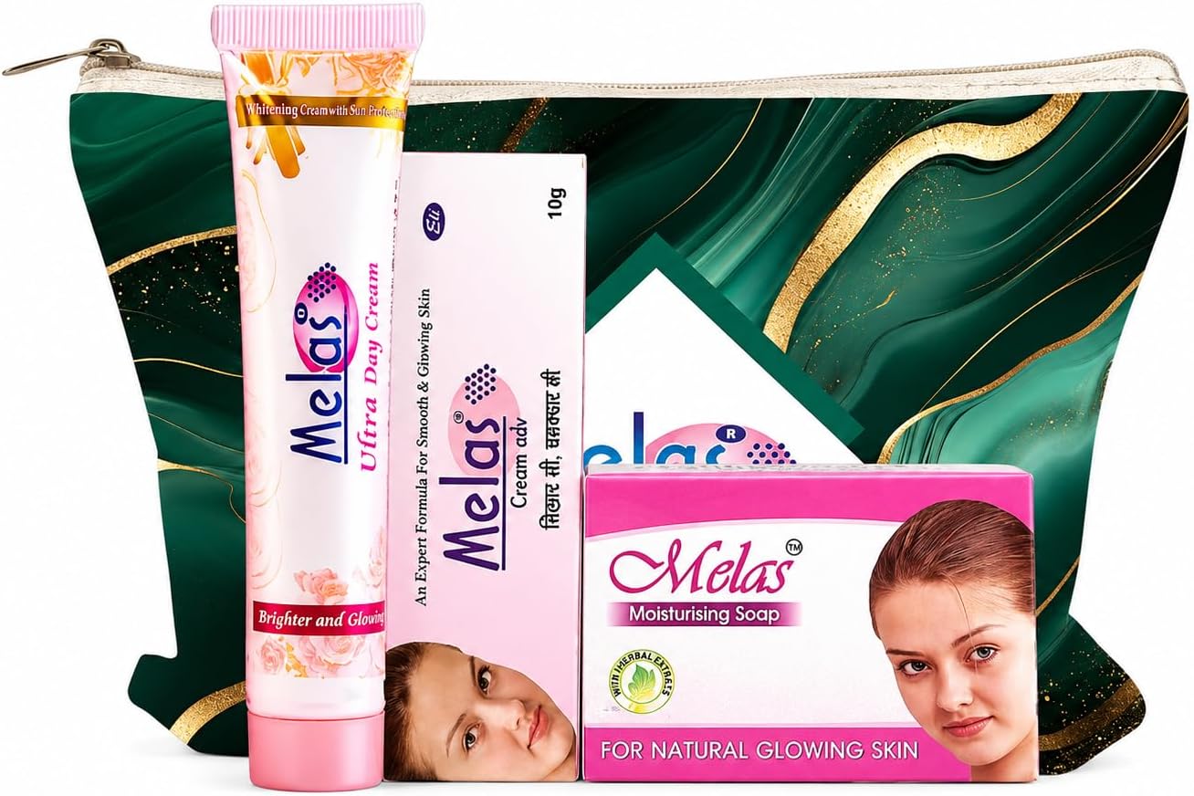 Melas Special Beauty Combo of 30 Gm Ultra Day Cream & 10 Gm ADV Cream & 75 Gm Moisturising Soap for Fresh, Glowing and Hydrated Skin for All Skin Type for Menโs & Womenโs (Pack of 4) in a bag