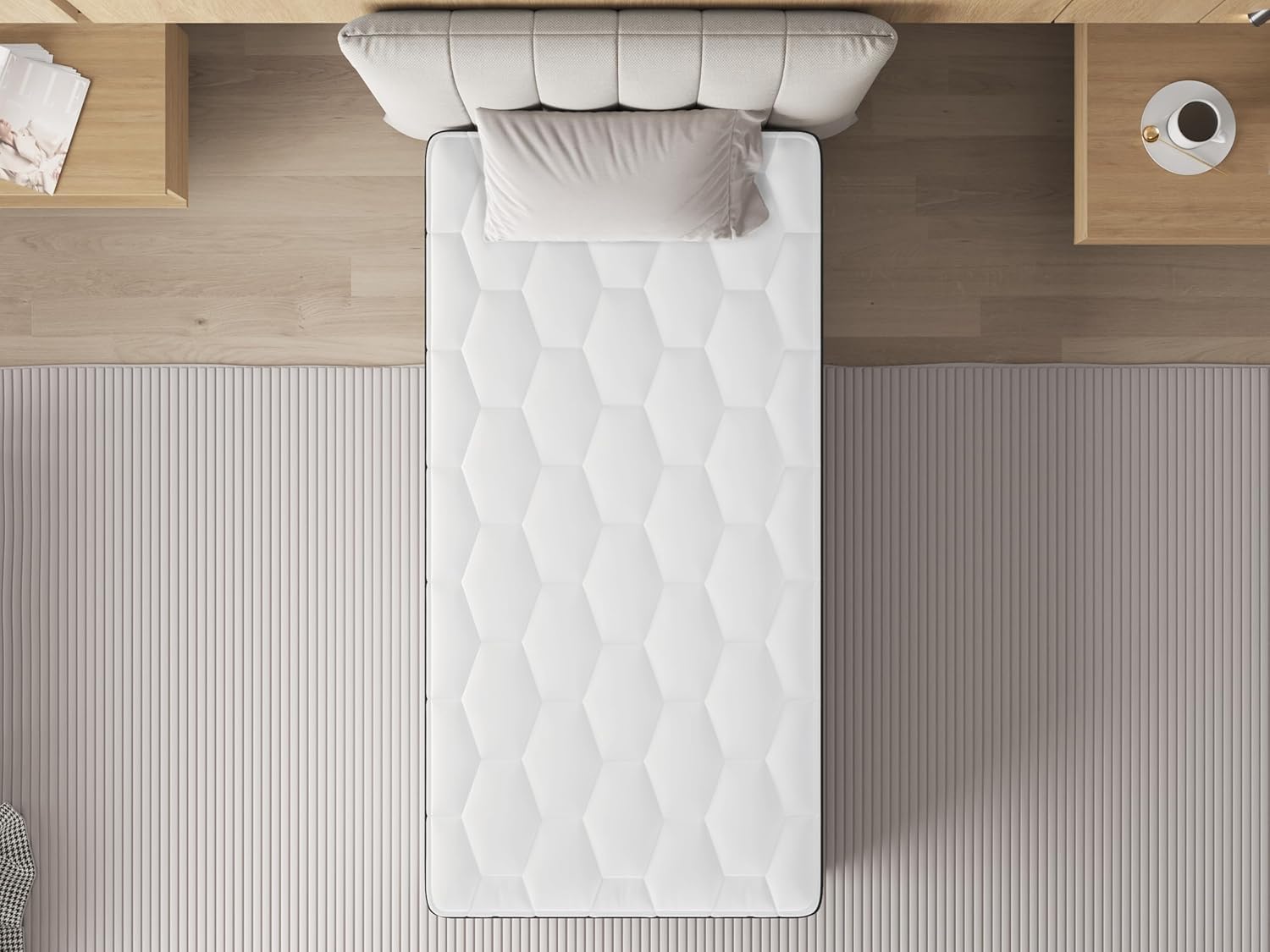 Matelas 90x200,Epaisseur 12CM,Basics Matelas 7 Zones en Mousse à mémoire de Forme Confort, Moelleux (90x200x12CM)