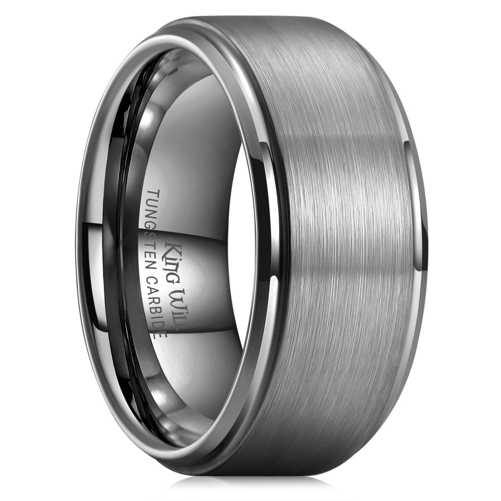 King WillBasic Tungsten Ring for Men 6mm 7mm 8mm 9mm 10mm Silver Black Blue Tungsten Wedding Band Matte Brushed Finish Comfort Fit