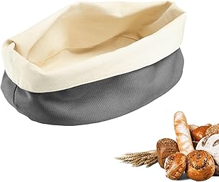 Westmark Brottasche Oval – Stoff-Brotkorb für Brot, Brötchen, Gebäck & Obst – Moderne Brotaufbewahrung aus Baumwolle – Anthrazit/Beige, 25 x 18 cm