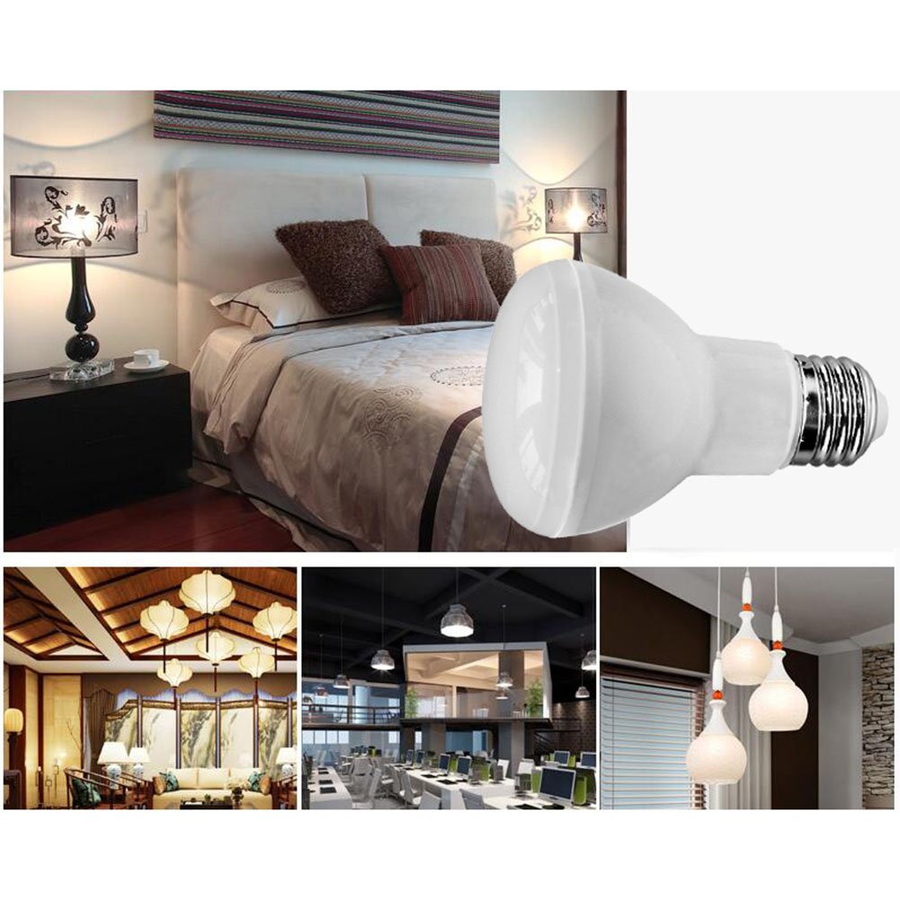 Paquete de 10 unidades BR20 E27 LED bombilla, 7 W LED blanco cálido (2700 K) bombillas, rosca Edison, equivalente a 50 W bombillas incandescentes, bombillas LED