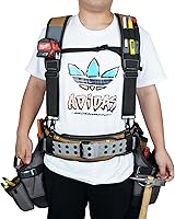 Vista 3 de MELOTOUGH Cinturón de herramientas con tirantes Bolso de herramientas con tirantes Peine para carpinteros Delantal Cinturón de herramientas