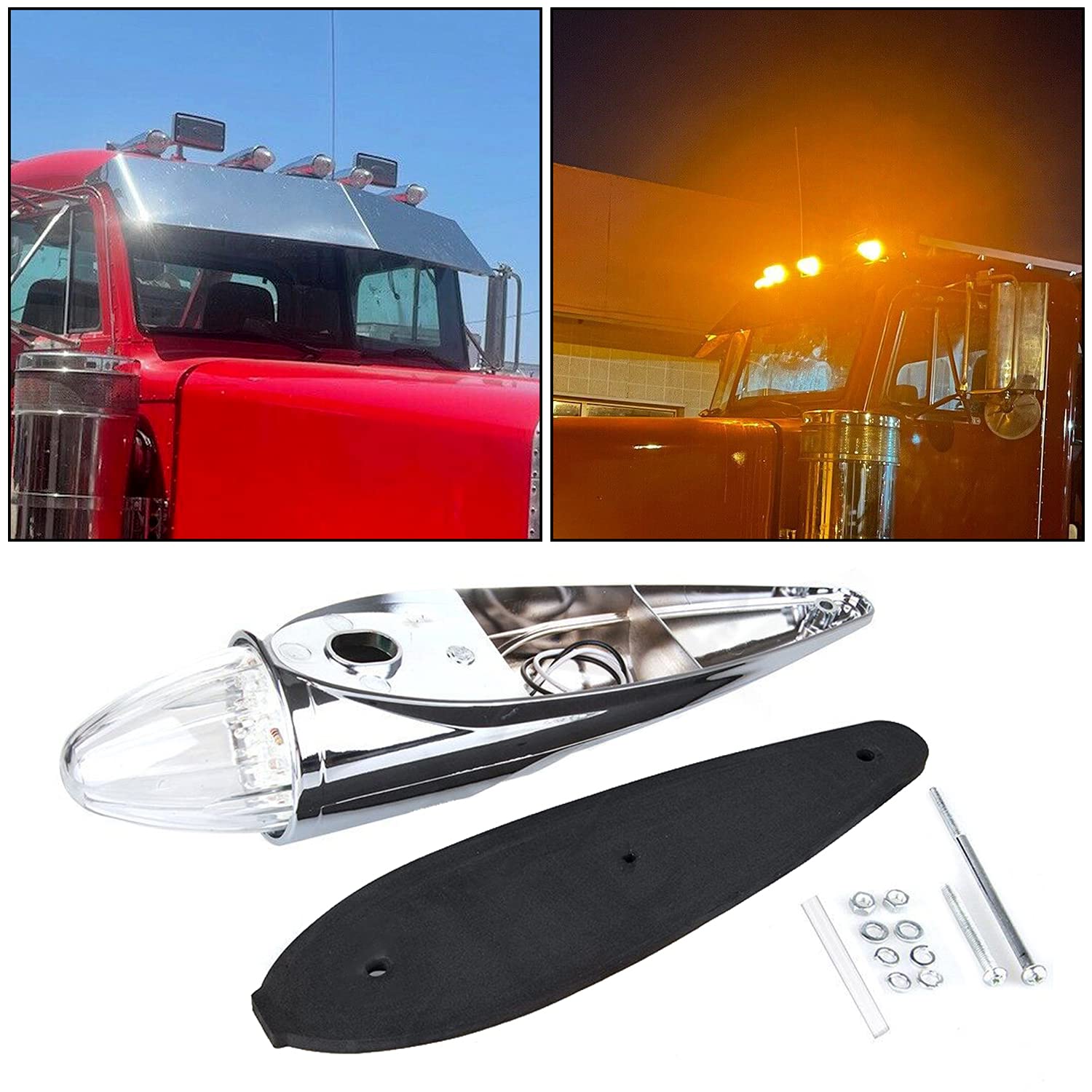 Buy 5PCS Amber 17LED Semi Truck Top Roof Torpedo Cab Marker Clearance