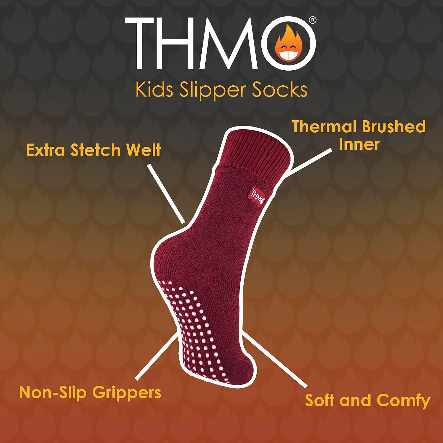 THMO Kids Slipper Socks with Grippers Boys & Girls Winter Thermal Socks