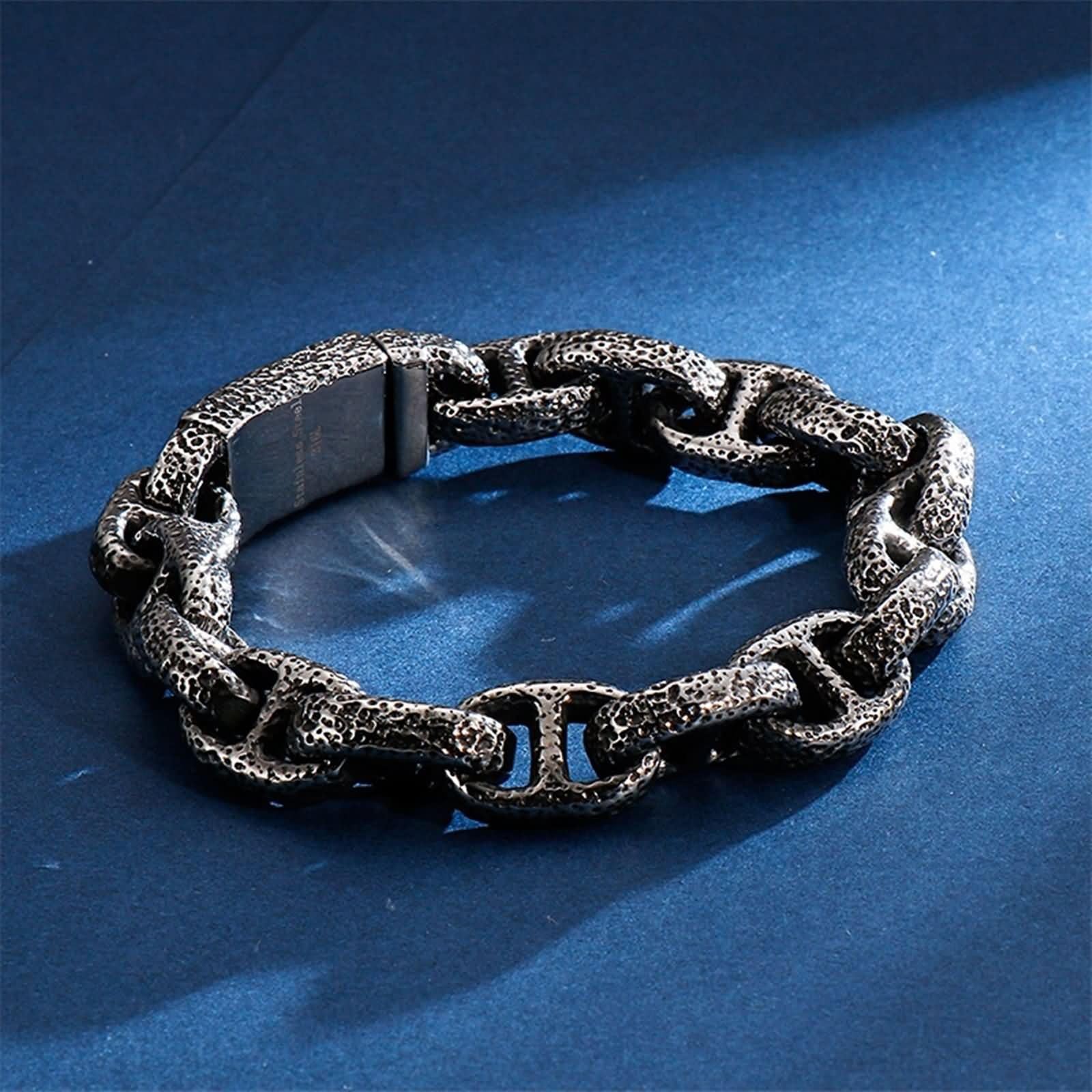 Armbänder Schwarz Herren,Armreifen Herren Edelstahl 13MM Uhrenarmband Kette Armbänder Herren Schwarz