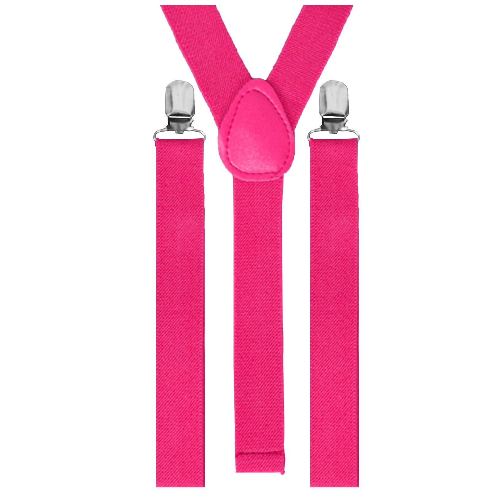 BRACES SUSPENDERS ADJUSTABLE PLAIN NEON SKULL PIANO MEN WOMENS UNISEX NEW[Fuchsia]