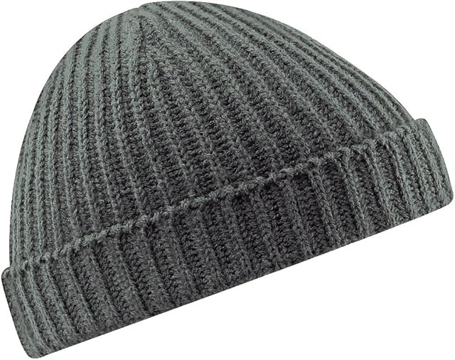 Beechfield Unisex Retro Trawler Winter Beanie Hat Baseball Cap, Grey (Smoke Grey), One Size