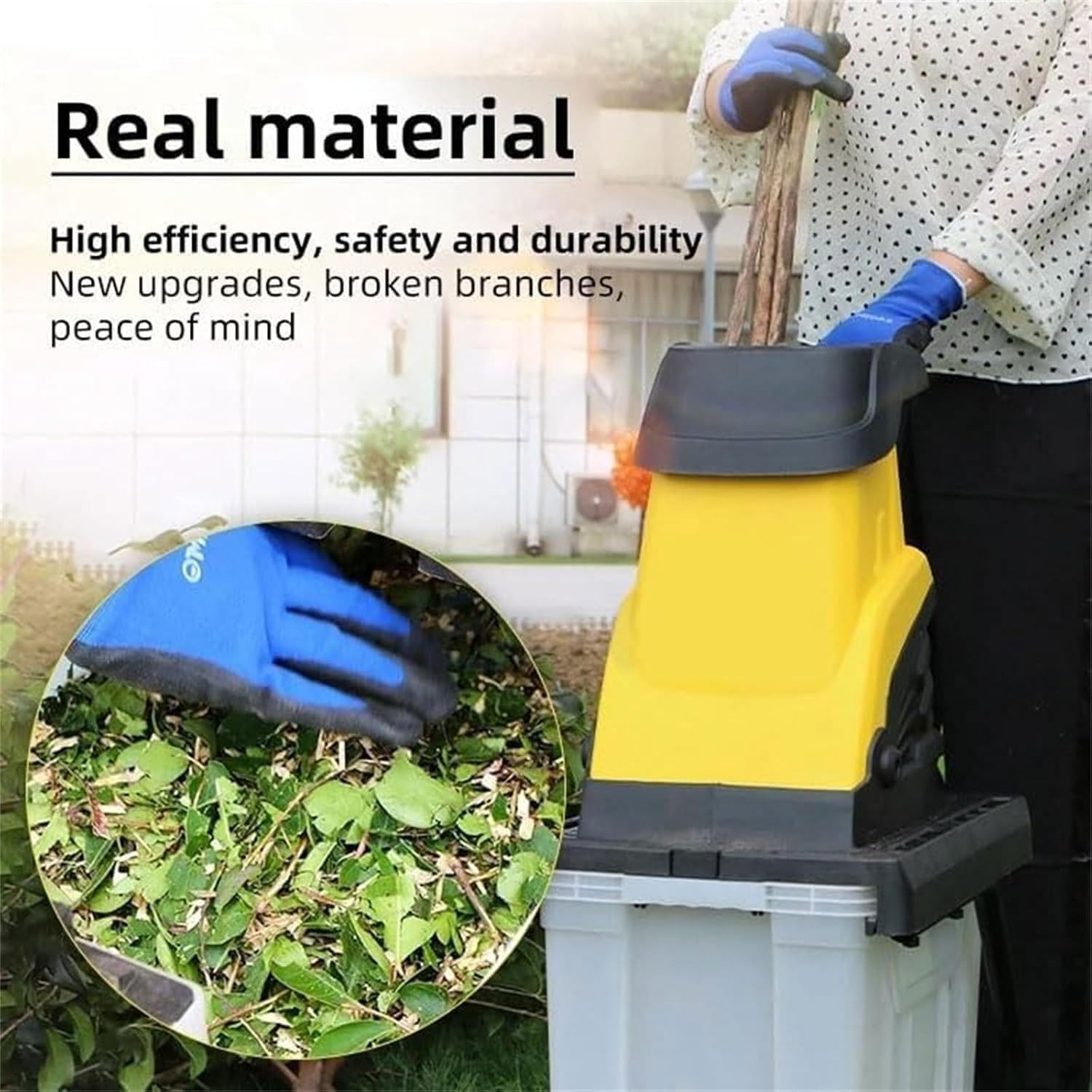 Electric Garden Shredder,Garden Tree Wood Chipper with Overload Protection,Multifunctional Branches Leaves Wood Crusher for Lawn