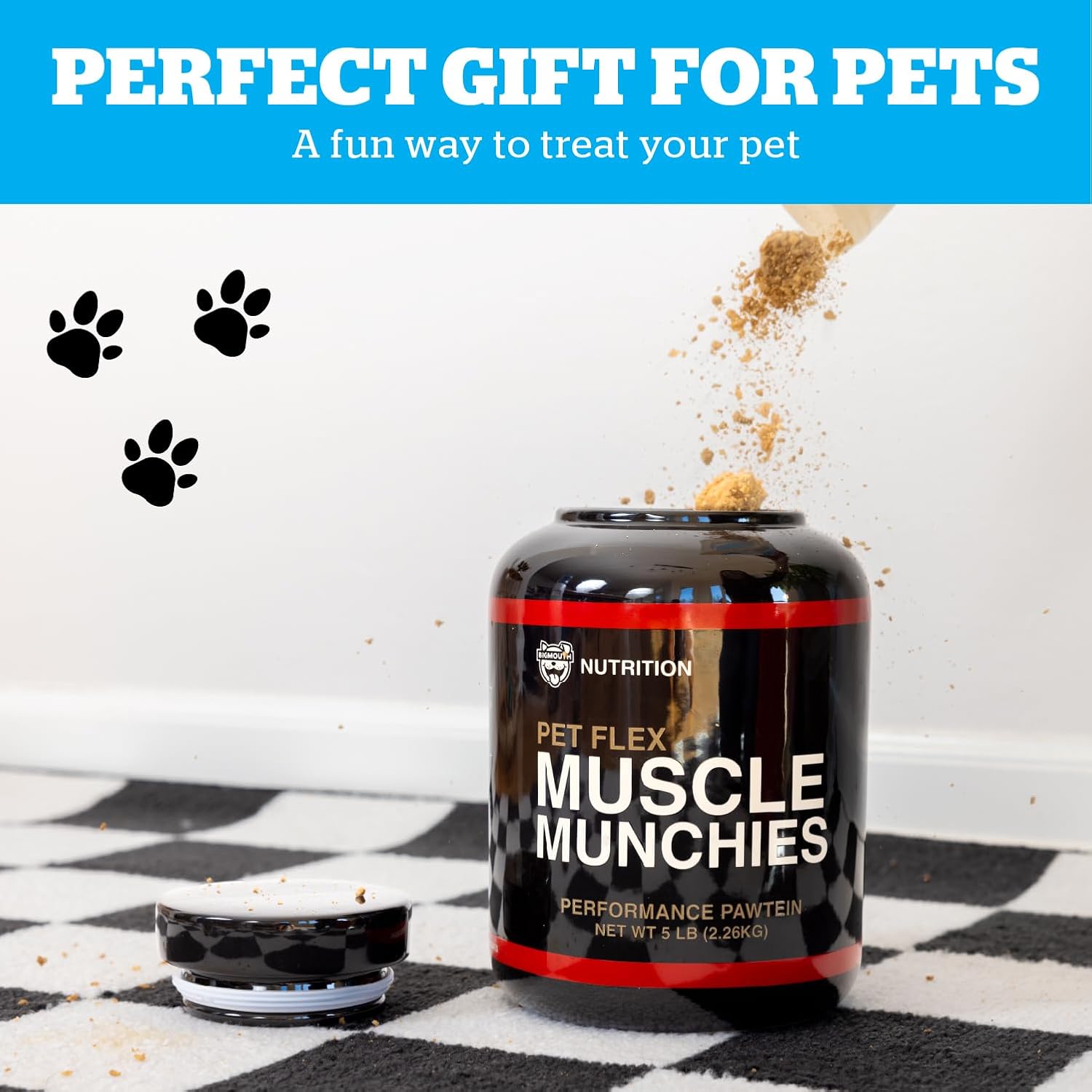 BigMouth Inc Muscle Munchies Treat Jar for Dogs, Funny Dog Treat Container, Air-tight Ceramic Jar, 8" x 6"