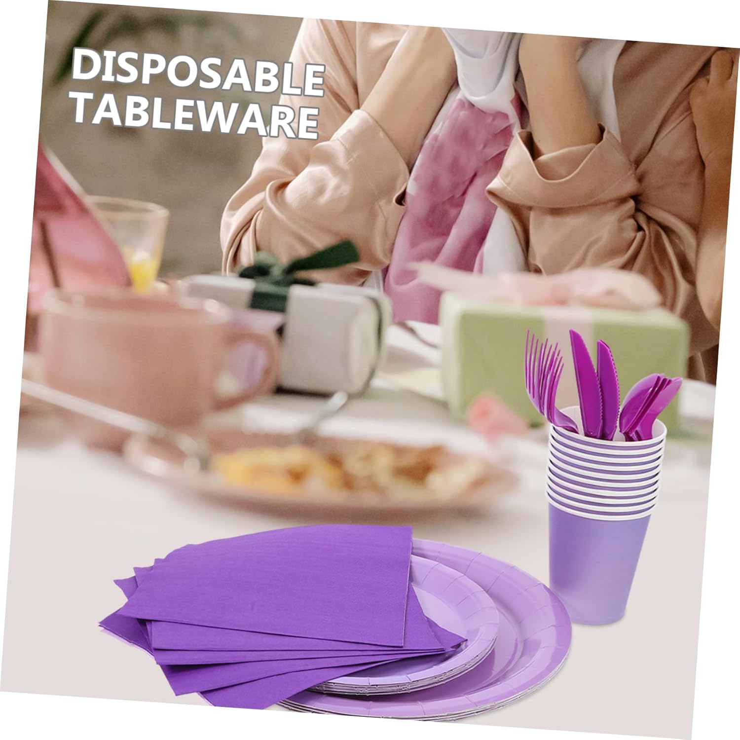 Mikinona 1Set Paper Dinnerware Set Disposable Birthday Plates Cups and Napkins for Parties Events and Celebrations Safe Stylish and Convenient Party Supplies