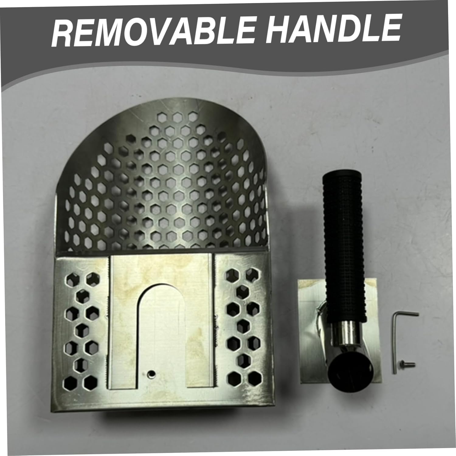 47.2" Long Handle Sand Scoop, Stainless Steel Metal Detector Shovel, 3-Section Detachable Sand Flea Rake for Beach Treasure Hunting