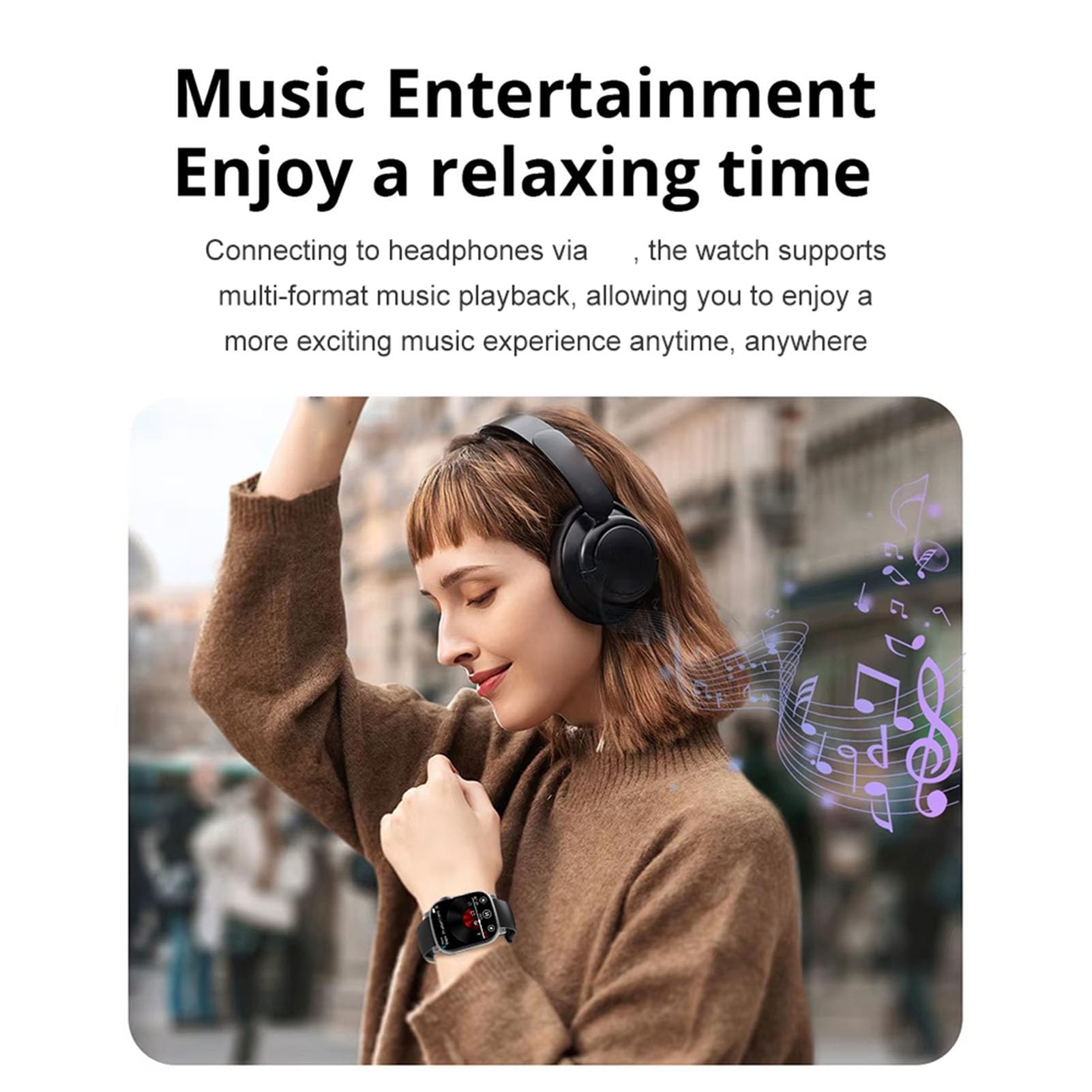 Tosuny Lettore MP3 Indossabile con Bluetooth 5.4, Lettore Musicale Portatile con Touchscreen e Band da Polso da 2", Altoparlante Integrato, E-book, Registratore Vocale, Contapassi, (16G)
