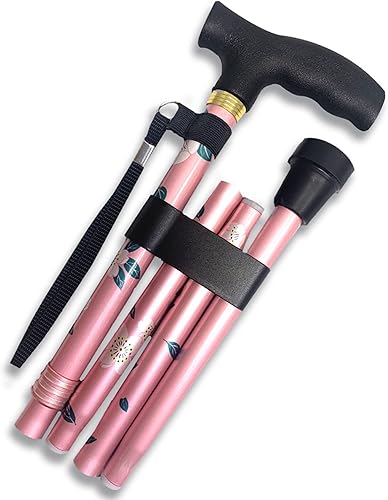 CaneCraft Bastón plegable de diseñador para hombres y mujeres, bastón ligero y ajustable con asa Fritz y correa para muñeca