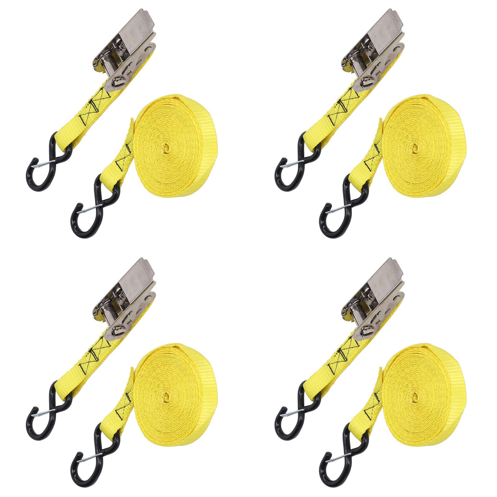Cinghie di Ancoraggio per Carico Cinghie a Cricchetto in Poliestere 5m 16ft 800kg 1763lb con Ganci a S per Camion Rimorchio Portapacchi Moto Kayak Barche Mobili in Movimento