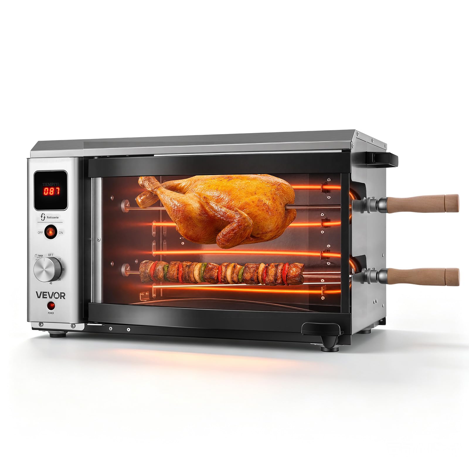 VEVOR Countertop Vertical Oven Brazilian Flame 2 Auto Rotating Skewers