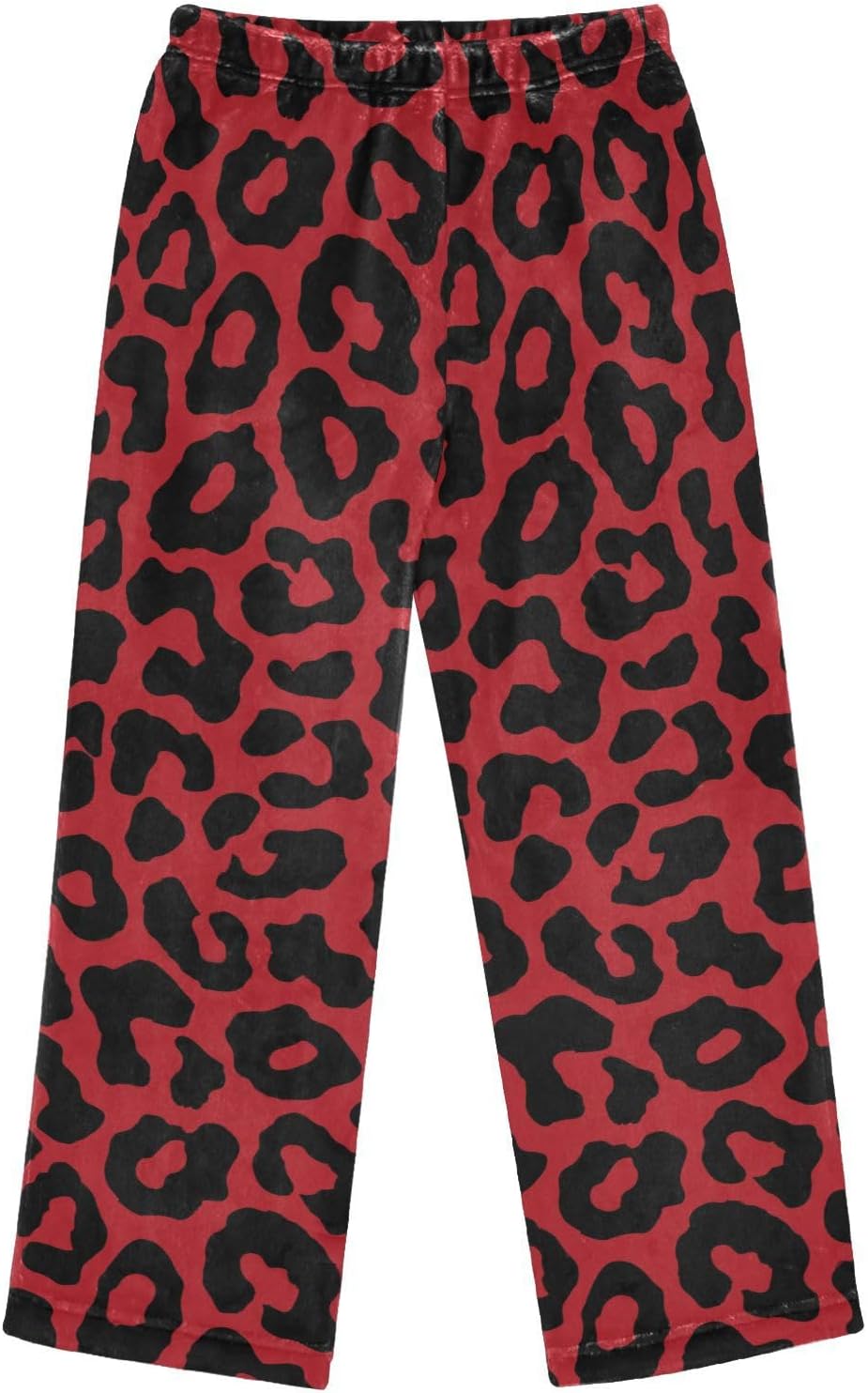 visesunny Leopard Print Black Red Boys Pants for Kids Fleece Bottoms Long Jogger Pants Trousers with Pockets Size 6-14Y