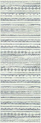 Miniatura 8 de Wonnitar Tapete de pasillo lavable de 2 x 6, tapete de baño bohemio azul con parte trasera de goma, tapete marroquí de pelo bajo, tapete de entrada