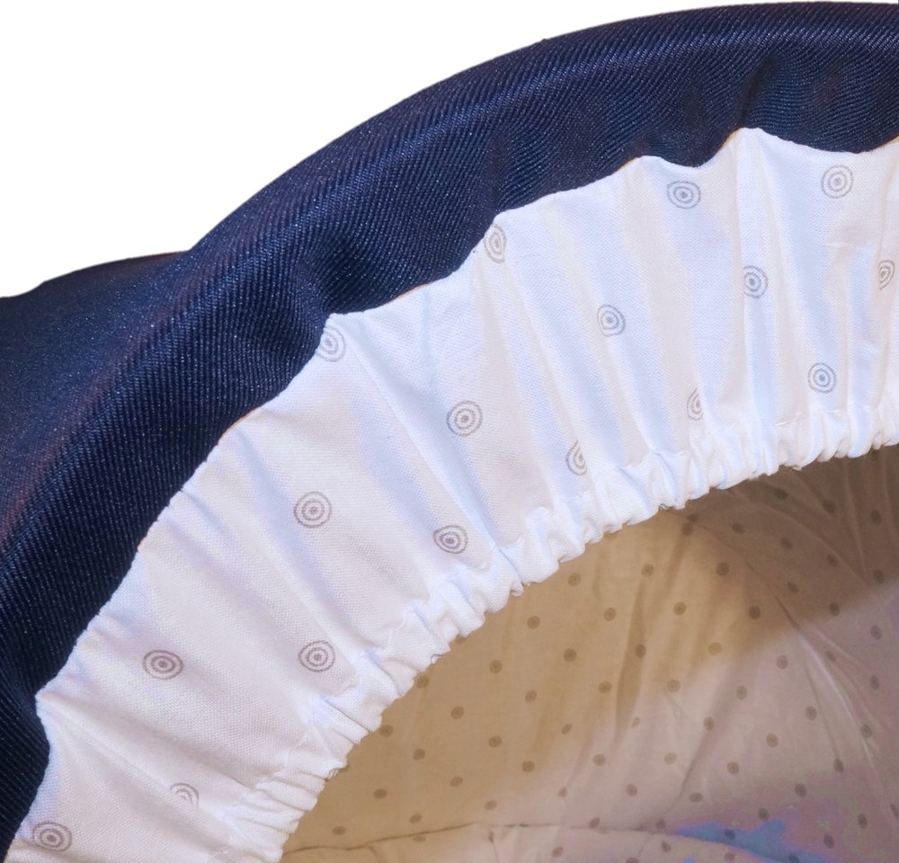 Eichhorn Kinderwagen Weidenkorb Korb Weiß Stoff Marine, blau