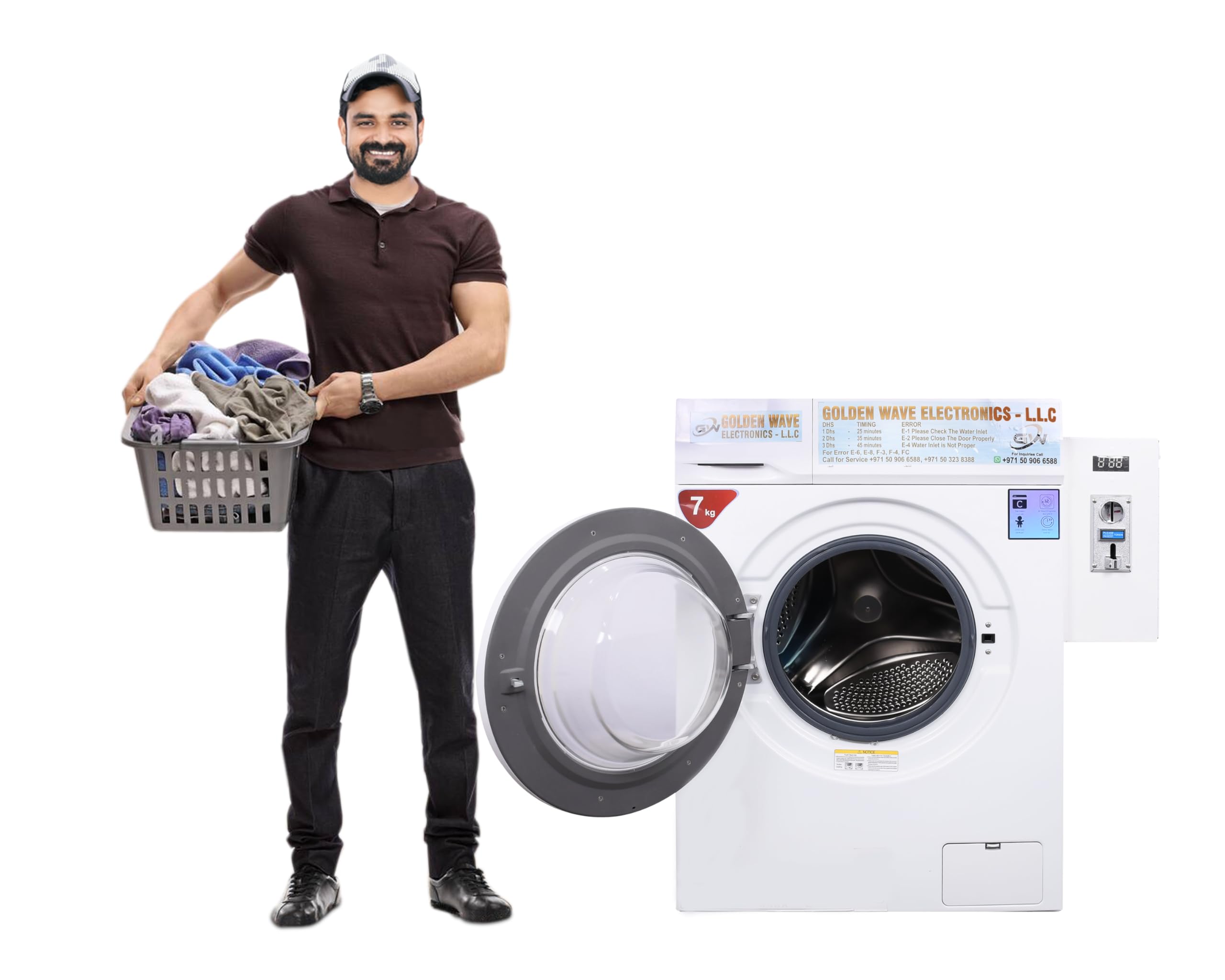 Coin operated washing machine 2025 edition Front Load Washing Machine Energy and Water Efficient, Auto Stain Removal System Quick Wash, Drum Clean and Delay End. 6 Months manufacturer warranty.