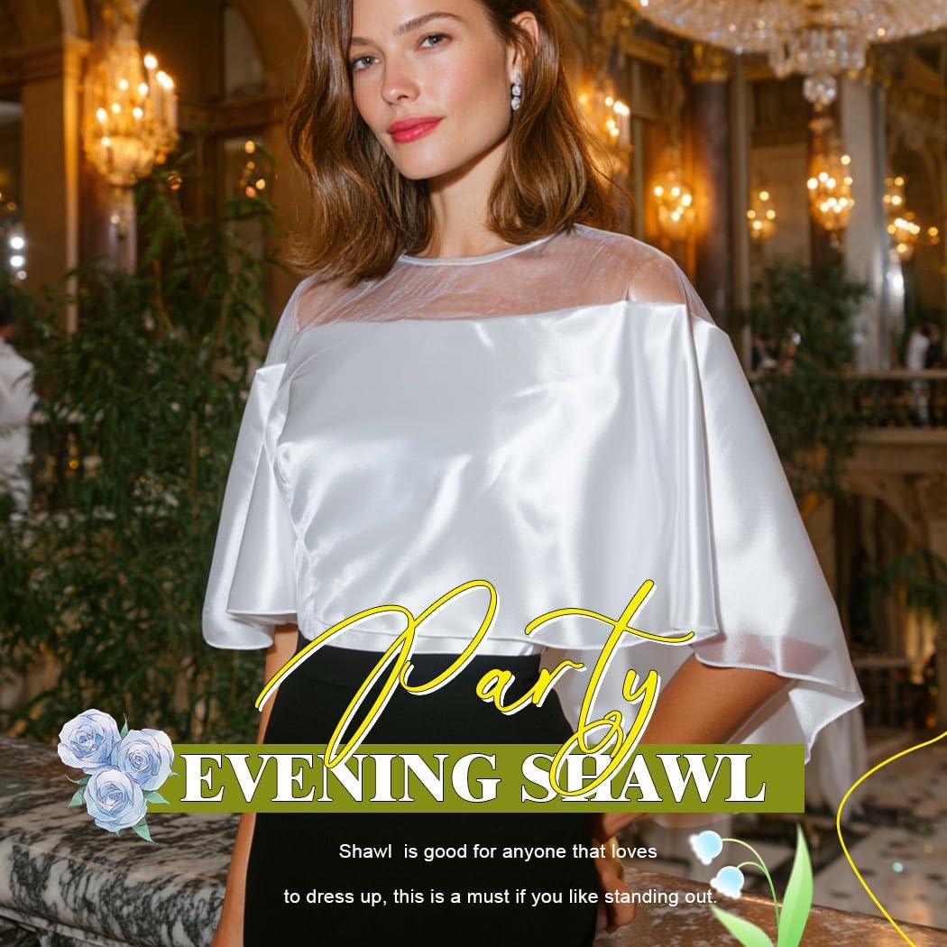 Women's Shawl and Wraps for Evening Dresses White Cape
