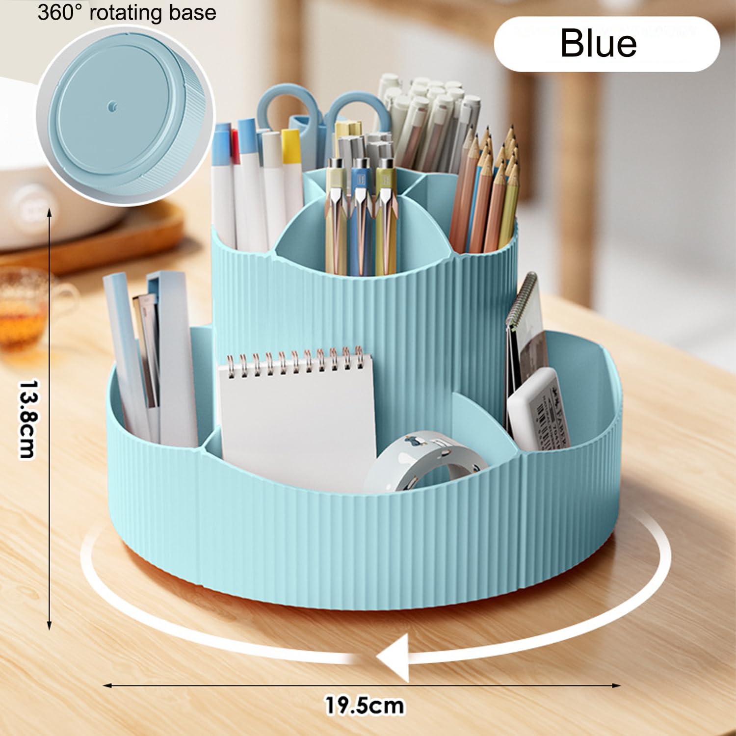 Organisateur De Bureau Rotatif 360° – 5 Compartiments – Blanc – Rangement Stylos, Crayons, Fournitures