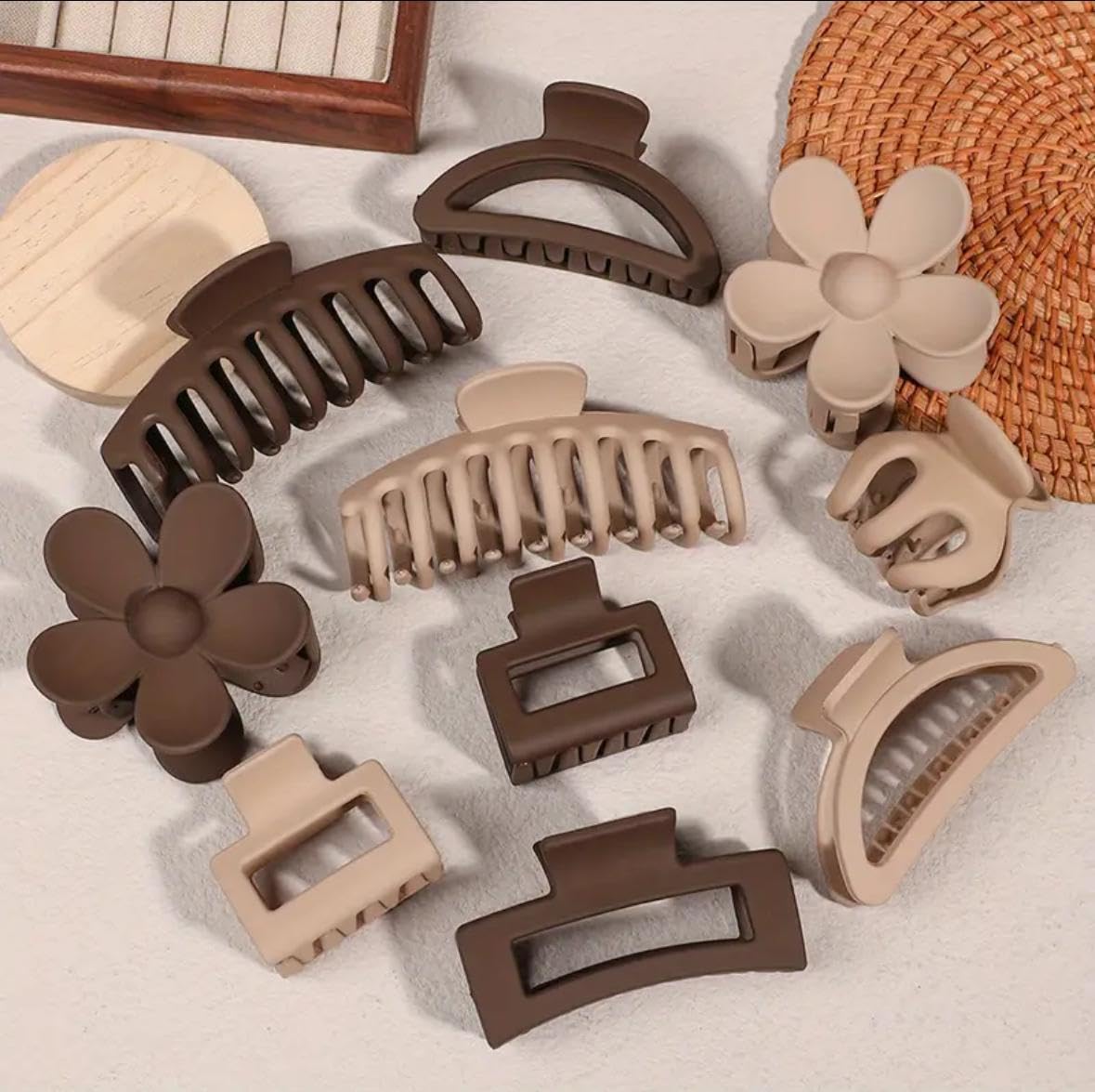 Bakefy-6 Mix Matte Non-Slip Large Hair Clips for Women (3 Big+ 3 small), Durable Claw Clips for Women/Girls | Gift-Ready Neutral Hair Accessories for Daily & Special Occasions