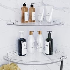 YAWSOUP Acrylic Corner Shower Shelves Adhesive Shower Caddy Organizer for Bathroom Storage Home Decor Clear RustProof No Drilling