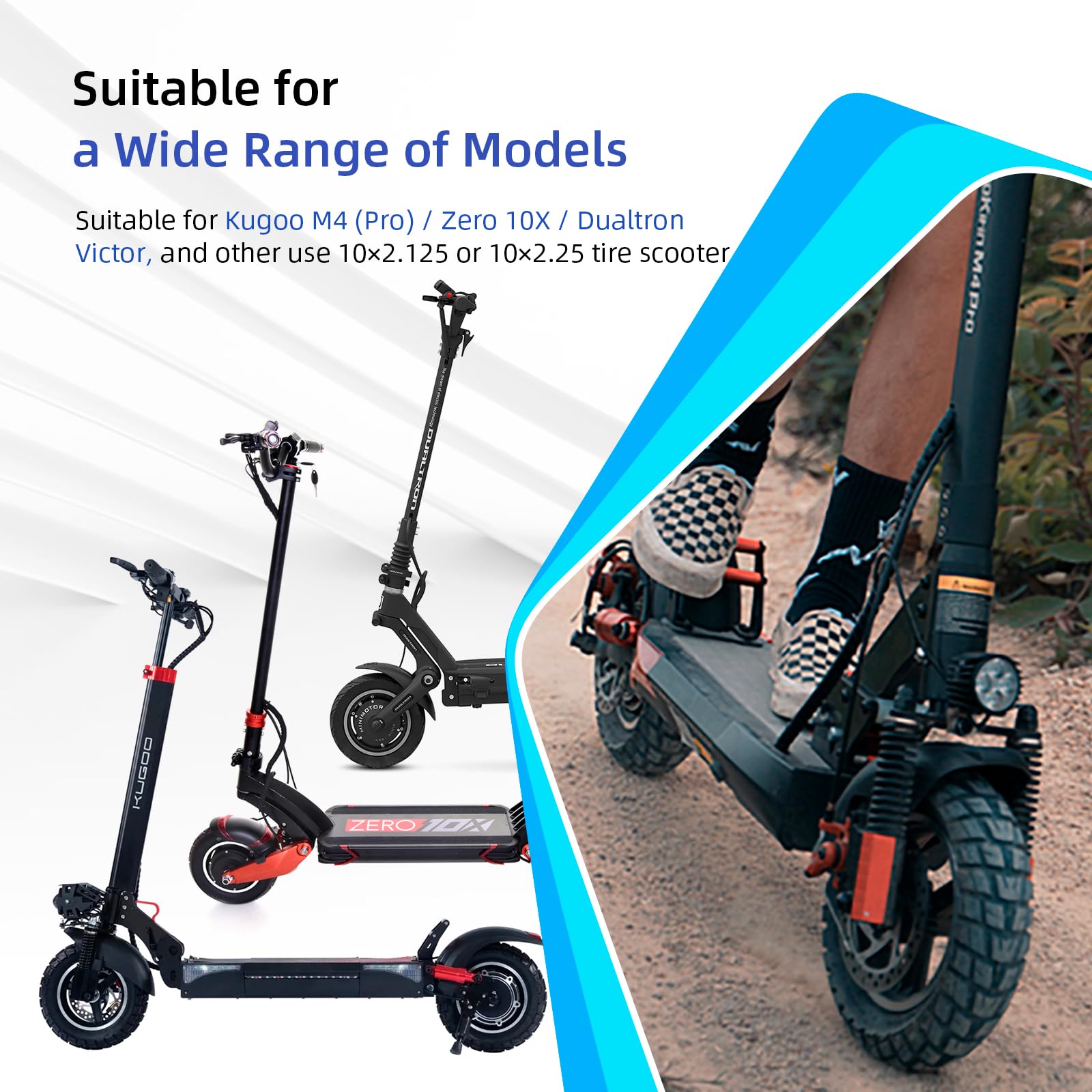 ulip 10x2.5 Solid Tires 10 Inch for Kugoo M4/M4 Pro for Zero 10X Electric Scooter Accessories, Off-Road Replacement Rubber Tires for 10x2.125 and 10x2.25 Tires, Anti-shock and Anti-slip (2 PCS)