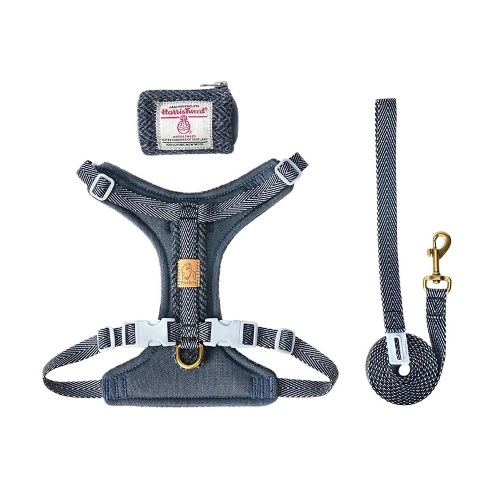 Generico Set di guinzagli e pettorine for Animali Domestici in Tessuto Harris Tweed, Gilet Anti-tiro for Cani, for addestramento alle Passeggiate, Regolabile Facile da Controllare TLH2912(Paloma,L)