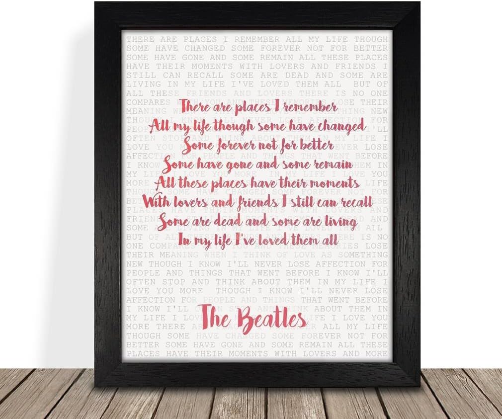 The Beatles Song Lyrics Quotes Presents Gifts For Friends Family Him Her Girlfriend Boyfriend Gift FRAMED Prints Poster Home Decor Wall Art For Bedroom Living Room Kitchen Hallway