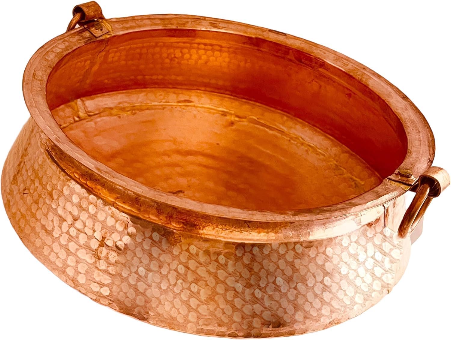 Pure Copper Nepali Khadkulo Traditional Water Purifying & Flowers Display 5.5 IN Small Bowl, Pooja Pray Arti | Traditional Water Purifying Bowl Handmade In Nepal