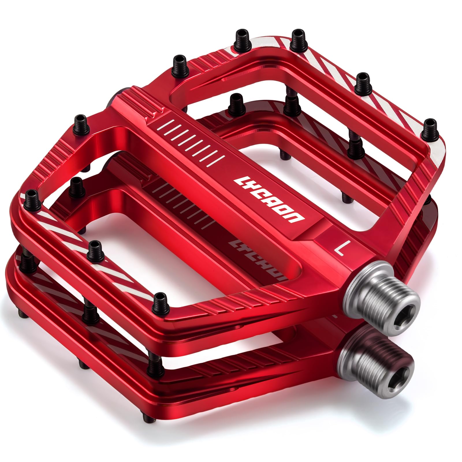 LYCAON Pedali per Bicicletta, Pedale per Bici Antiscivolo in Lega di alluminio CNC, CR-MO & Cuscinetti Pedali per BMX MTB 9/16 Pollici