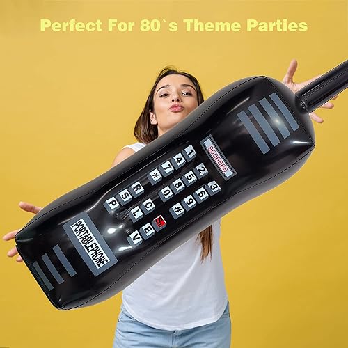 Miniatura 7 de 2 paquetes inflables de radio Boombox y teléfono móvil para fiesta de fotos, recuerdos de fiesta de cumpleaños de los años 80 y 90, música retro