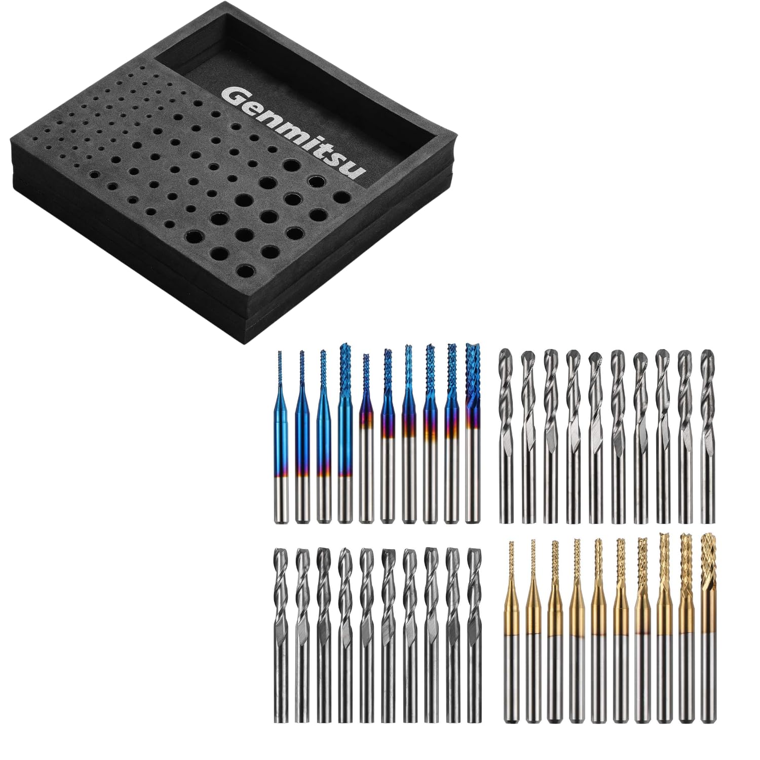 Genmitsu Set di 40 Punte per Fresa CNC+ vassoio per la fresatura di punte