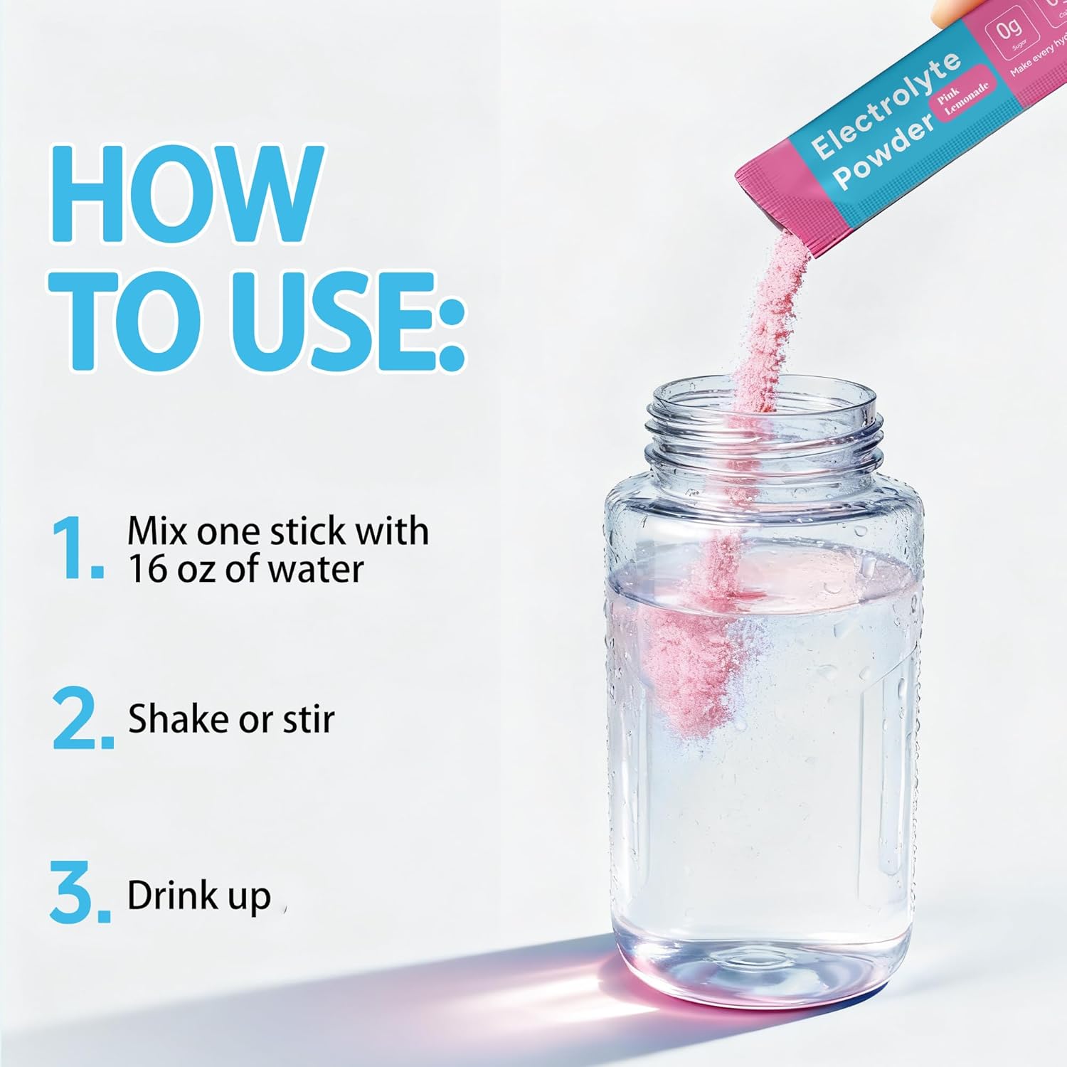 30 Sticks Electrolytes Powder Packets, 6 Flavors Sugar Free Hydration Packets Electrolyte Liquid Daily Low Sodium, 0 Calorie - Image 4