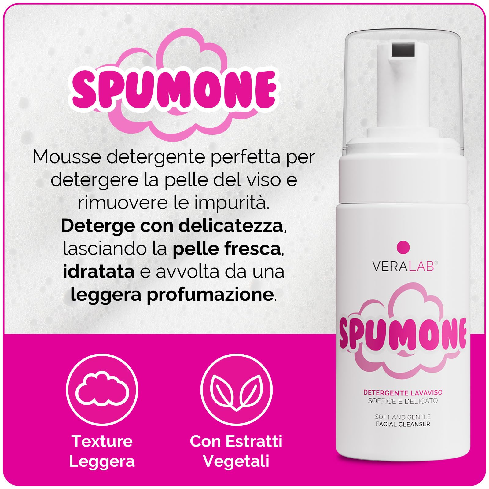 Veralab Kit Doppia Detersione, Olio Denso 80ml + Spumone 100ml + Panno in Microfibra per Detersione e Microesfoliazione, Travel-Friendly