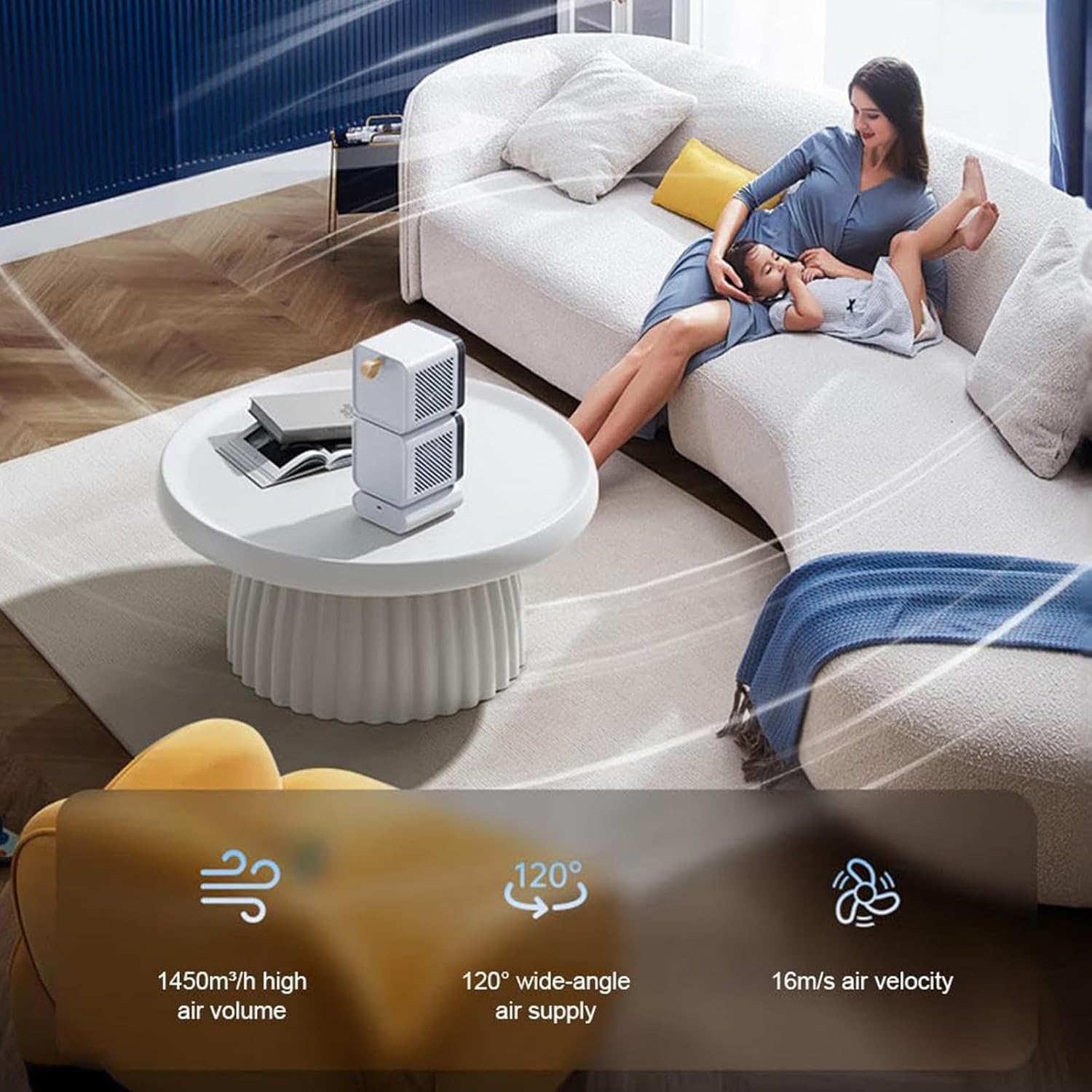 Double-Layer Shaking Ice Desktop Fan,Portable Dual Heads 360° Rotating Rechargeable Table Fan, 4000mAh Battery USB Fans, 120° Auto Oscillating,Intelligent Digital Display for Bedroom,Office (1pcs)